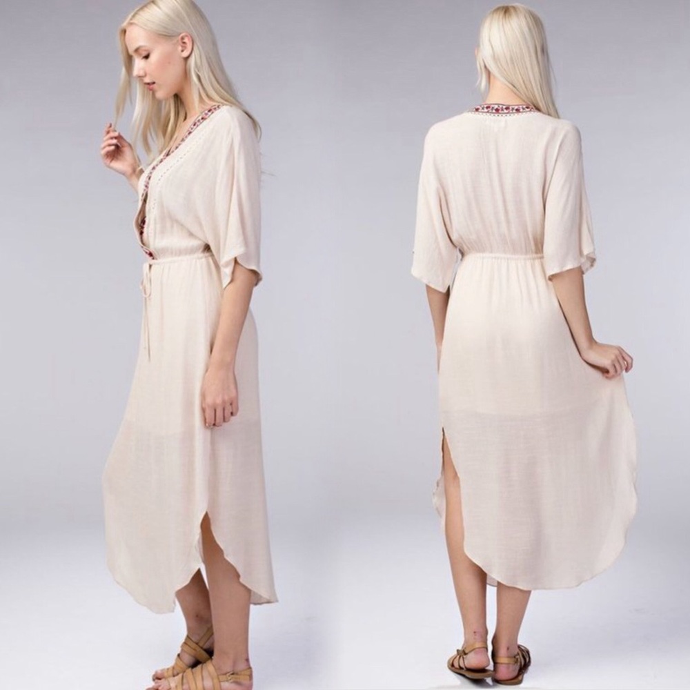 Boho embroidered peasant midi dress - Picture 5 of 8